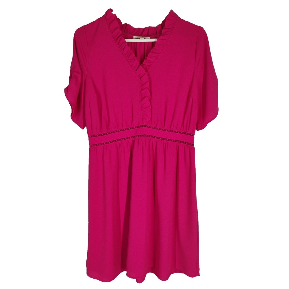 Skies Are Blue Women's Medium‎ Pink Spring Summer Dress Short Sleeve Easter